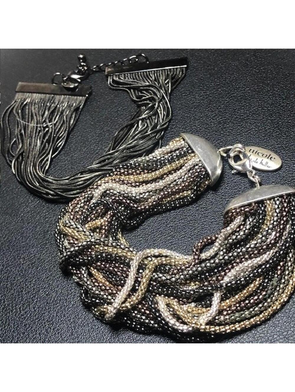 B2755 Lot of 2 Nicole Miller / Express Multi-Strand Snake Chain Bracelets